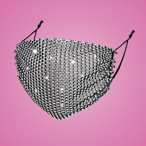 Sparkly Black Rhinestone Mesh Masquerade & Halloween Mask - Picture 1 of 4